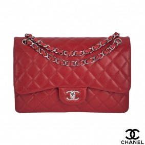 Chanel  Red Classic Double flap Jumbo Handbag Chanel  Red Classic Double flap Jumbo Handbag